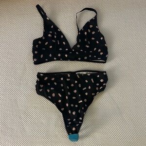 ASOS Black and Pink Polka Dot Women's Lingerie Set